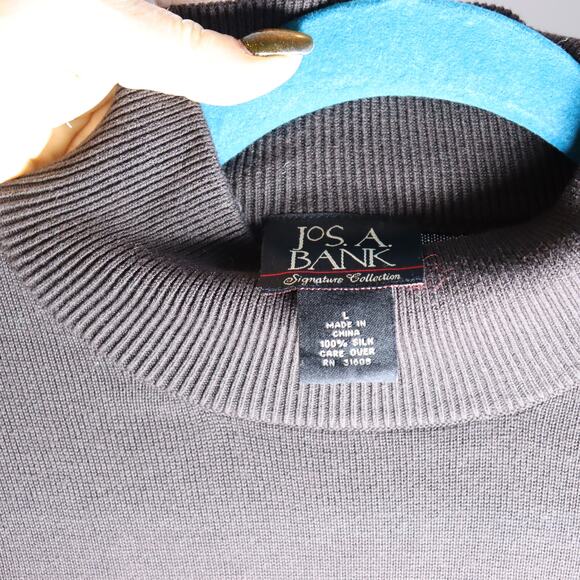 Jos A Bank Signature Black Silk Mock Neck Sweater Size L - Picture 4 of 4